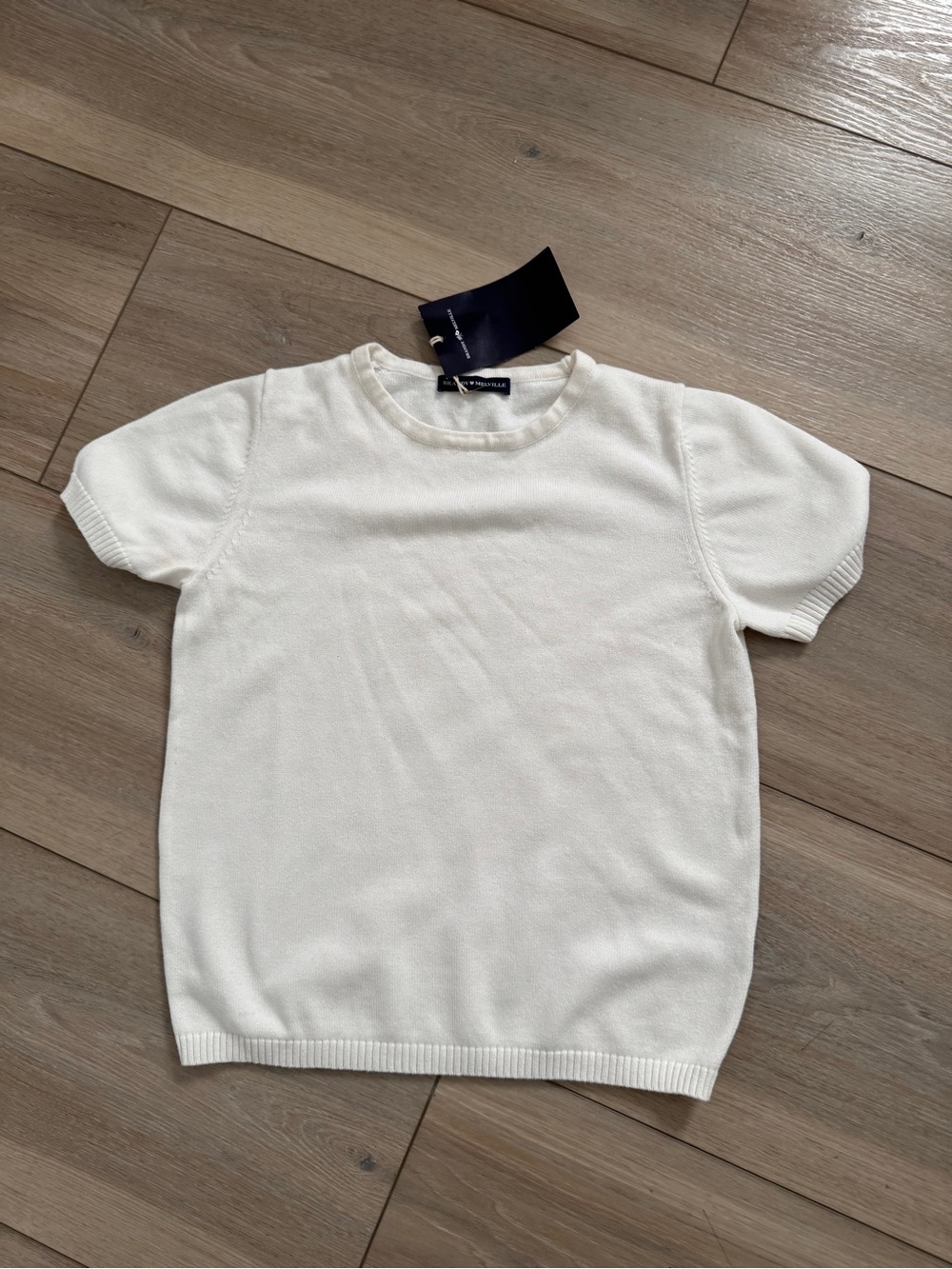 Brandy Melville Cream Short Sleeve Knit Top one size OS fits Small